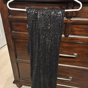 LOFT Black Sequin Wide Leg Pants